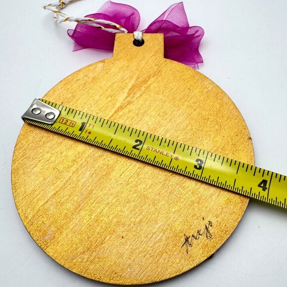 Handcrafted Ornament OOAK Collage Gold White Pink Purple Accents 3" Ribbon - Picture 2 of 11